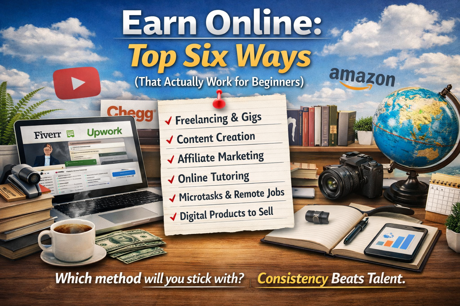 Earn Online: Top Six Ways Image For Blog
